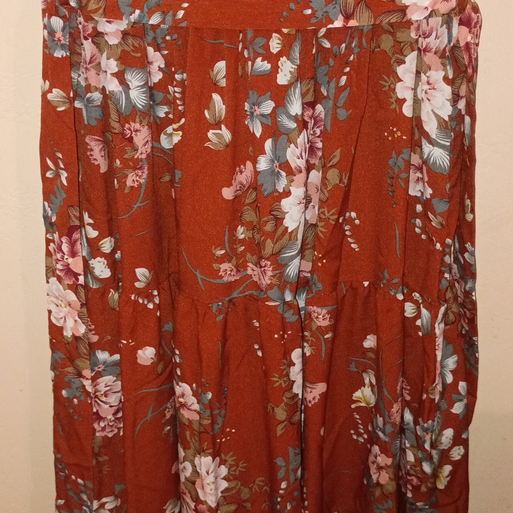 SHEIN Floral Maxi Skirt in Rust